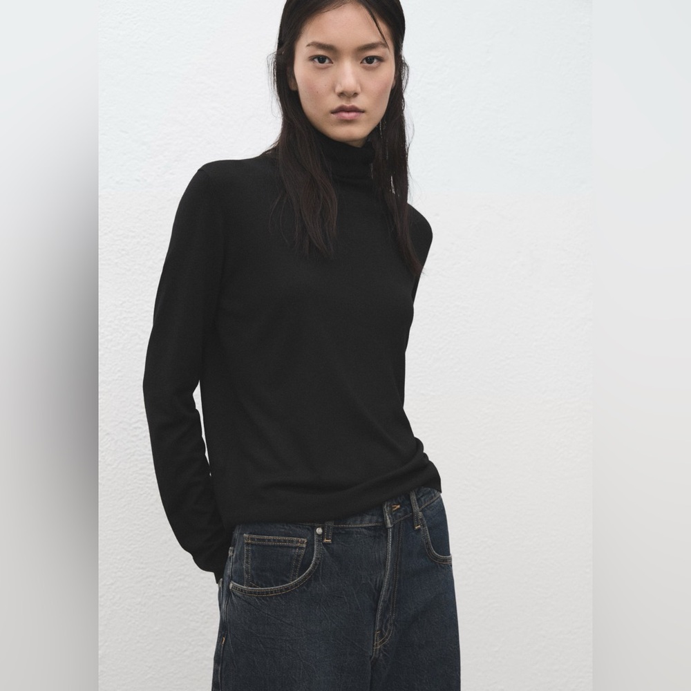 Mango Black Turtleneck Knitted Sweater